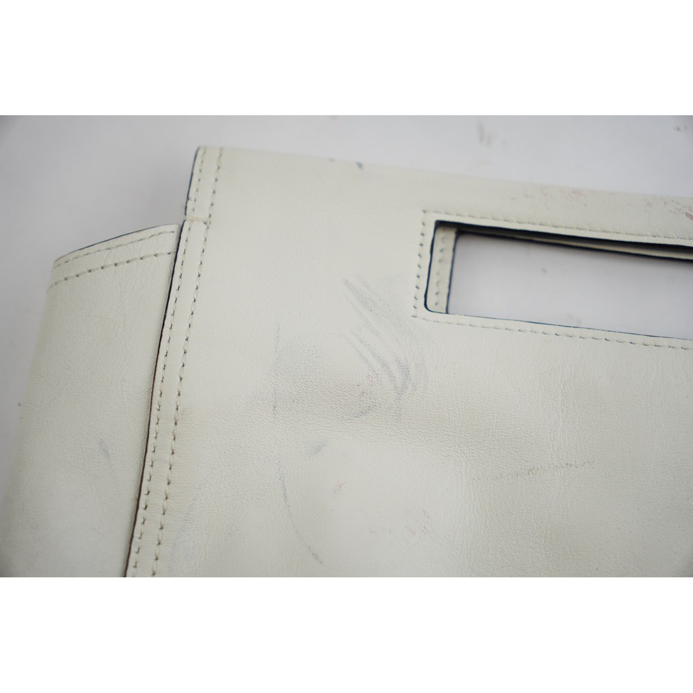 Coach Leather Cutout Handle Clutch Bag Womens White Zipper Pocket Fair - Picture 8 of 12